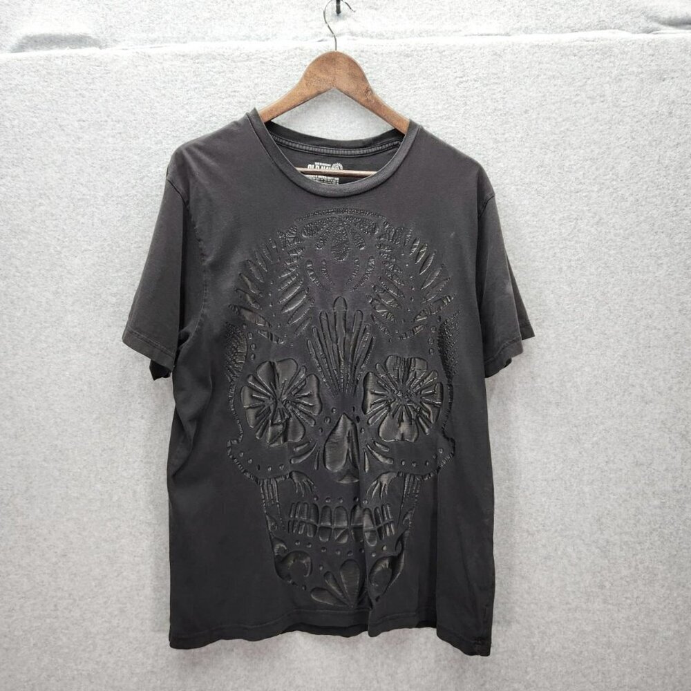 Old Navy Black Cutout Skull Graphic T-Shirt Mens XL 100% Cotton Crew‎ Neck